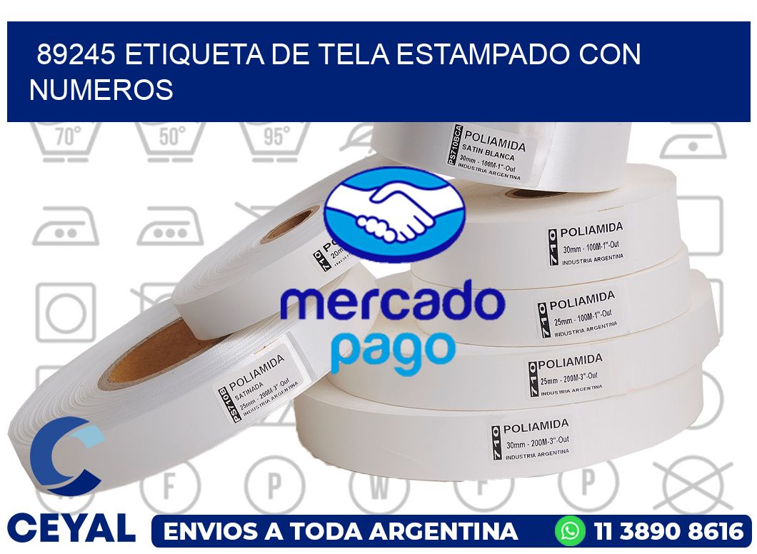 89245 ETIQUETA DE TELA ESTAMPADO CON NUMEROS