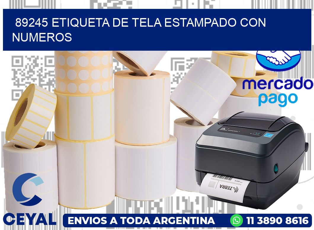 89245 ETIQUETA DE TELA ESTAMPADO CON NUMEROS