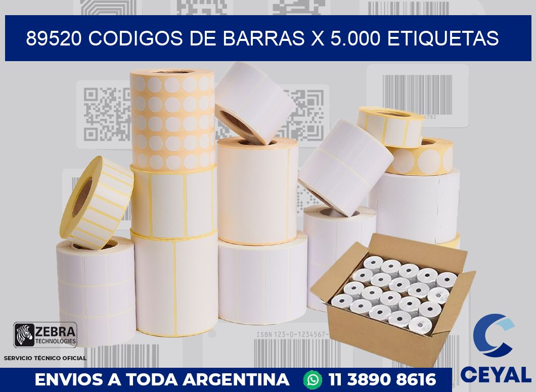 89520 codigos de barras x 5.000 etiquetas