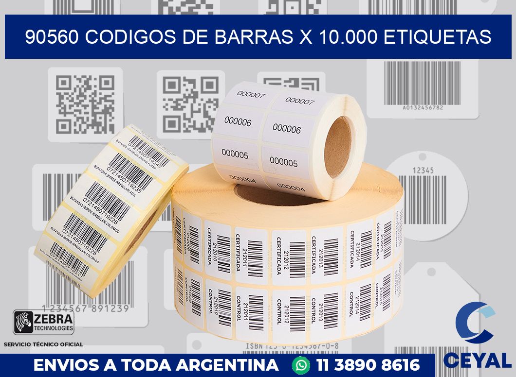 90560 codigos de barras x 10.000 etiquetas