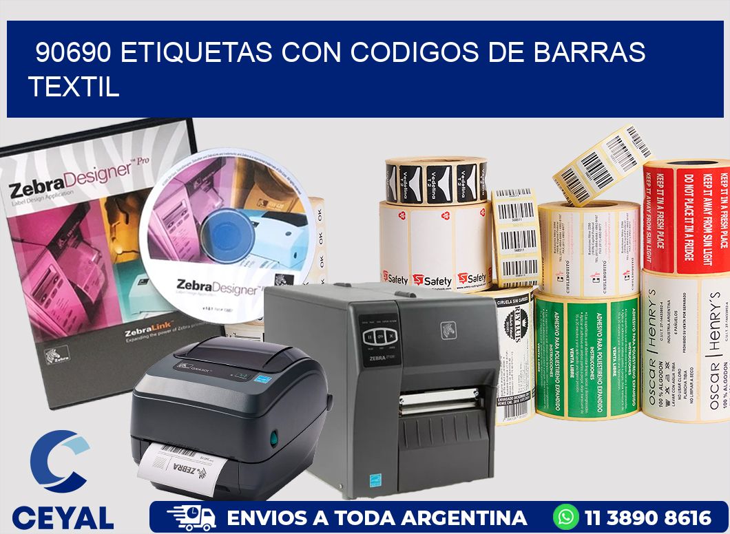 90690 ETIQUETAS CON CODIGOS DE BARRAS TEXTIL