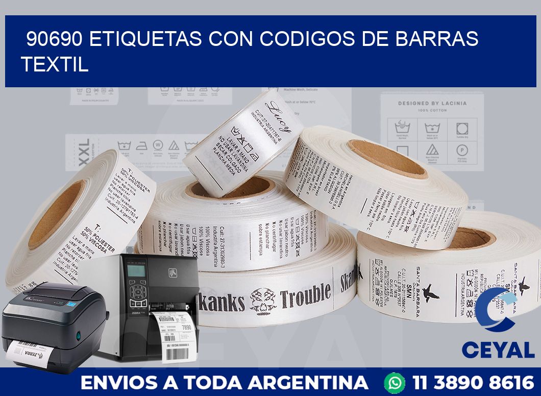 90690 ETIQUETAS CON CODIGOS DE BARRAS TEXTIL