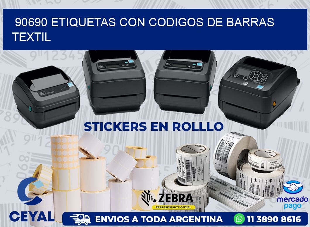 90690 ETIQUETAS CON CODIGOS DE BARRAS TEXTIL