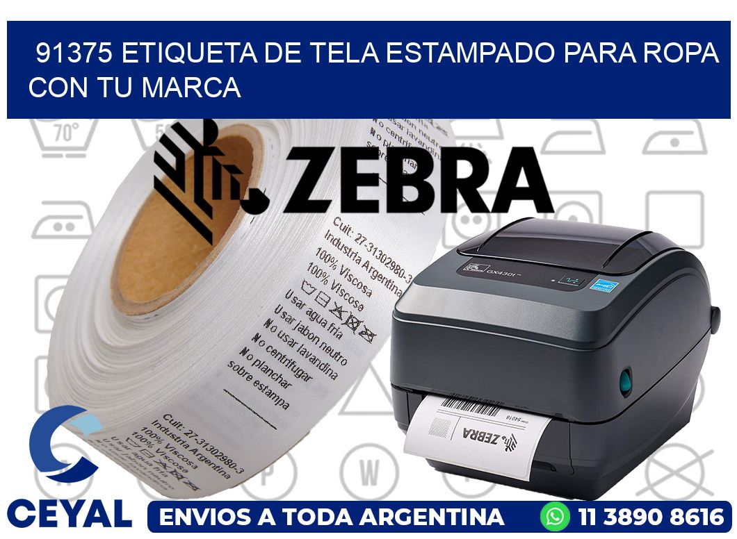 91375 ETIQUETA DE TELA ESTAMPADO PARA ROPA CON TU MARCA