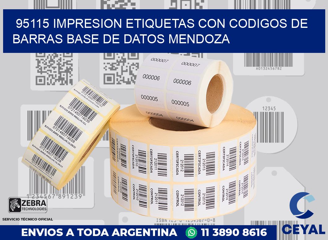 95115 IMPRESION ETIQUETAS CON CODIGOS DE BARRAS BASE DE DATOS MENDOZA