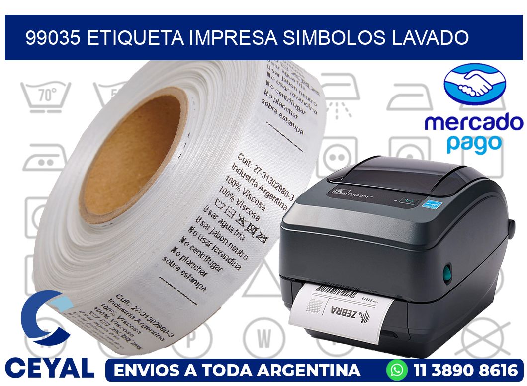 99035 ETIQUETA IMPRESA SIMBOLOS LAVADO