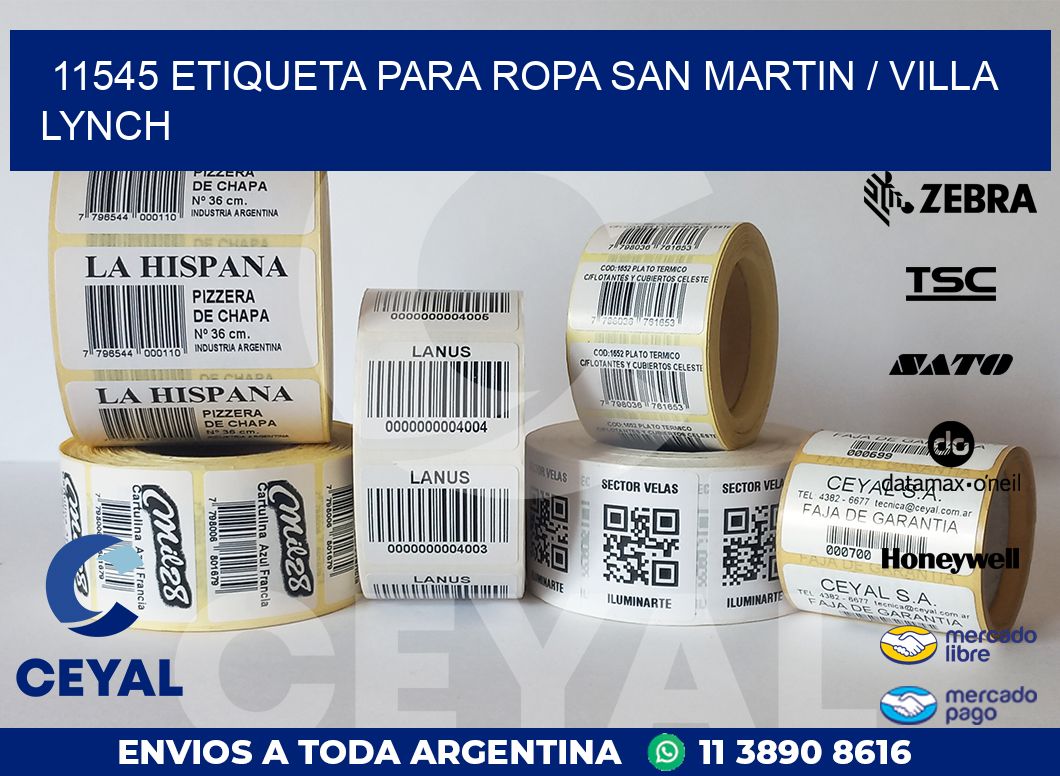 11545 ETIQUETA PARA ROPA SAN MARTIN / VILLA LYNCH