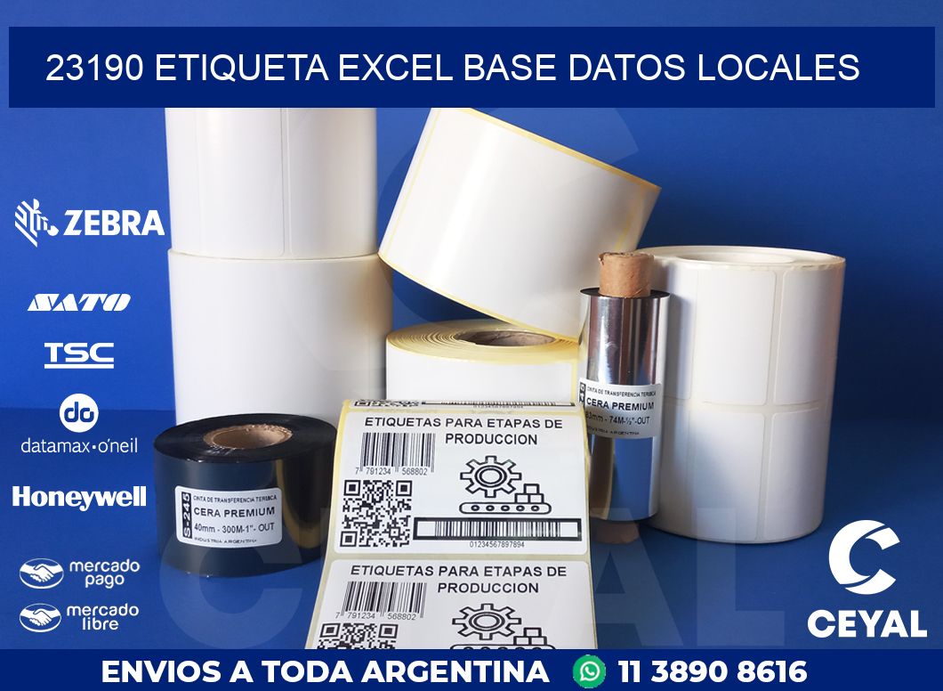 23190 etiqueta excel base datos locales