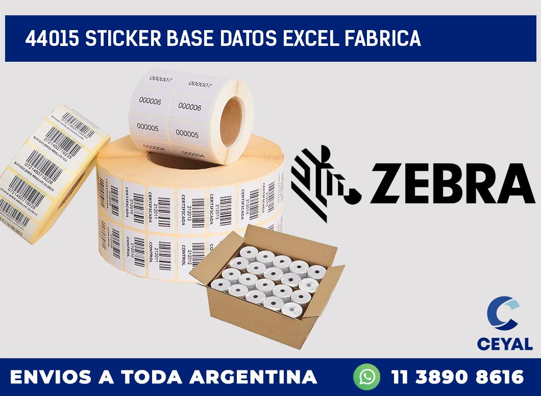 44015 sticker base datos excel fabrica