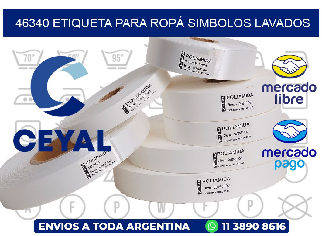 46340 ETIQUETA PARA ROPÁ SIMBOLOS LAVADOS