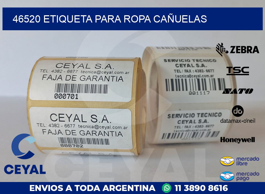 46520 ETIQUETA PARA ROPA CAÑUELAS