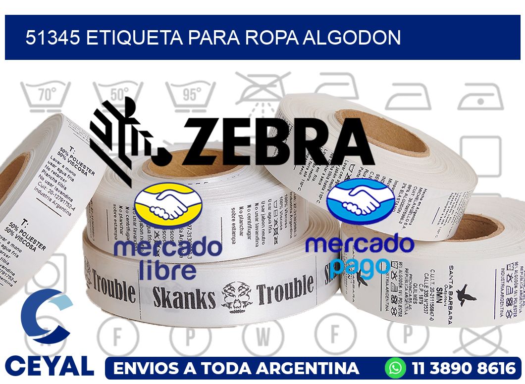 51345 ETIQUETA PARA ROPA ALGODON