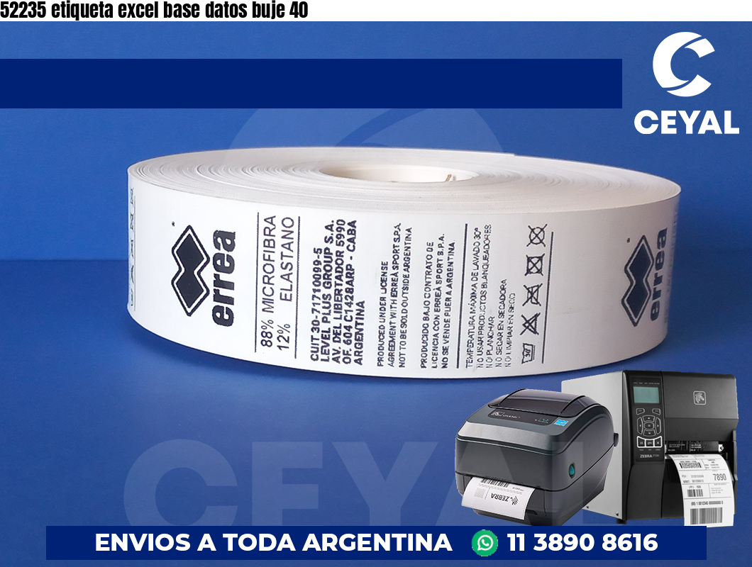 52235 etiqueta excel base datos buje 40