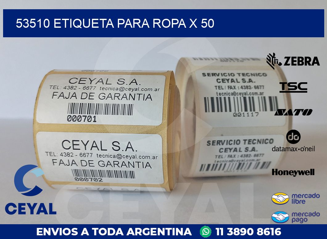 53510 ETIQUETA PARA ROPA X 50