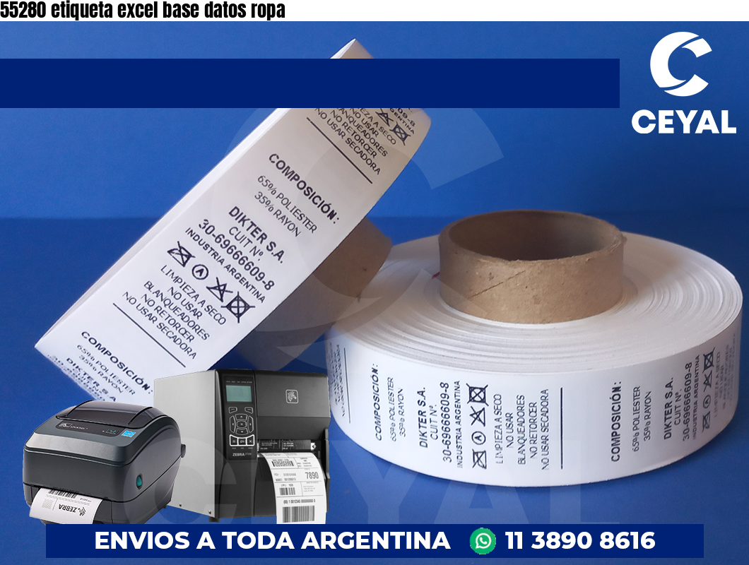 55280 etiqueta excel base datos ropa