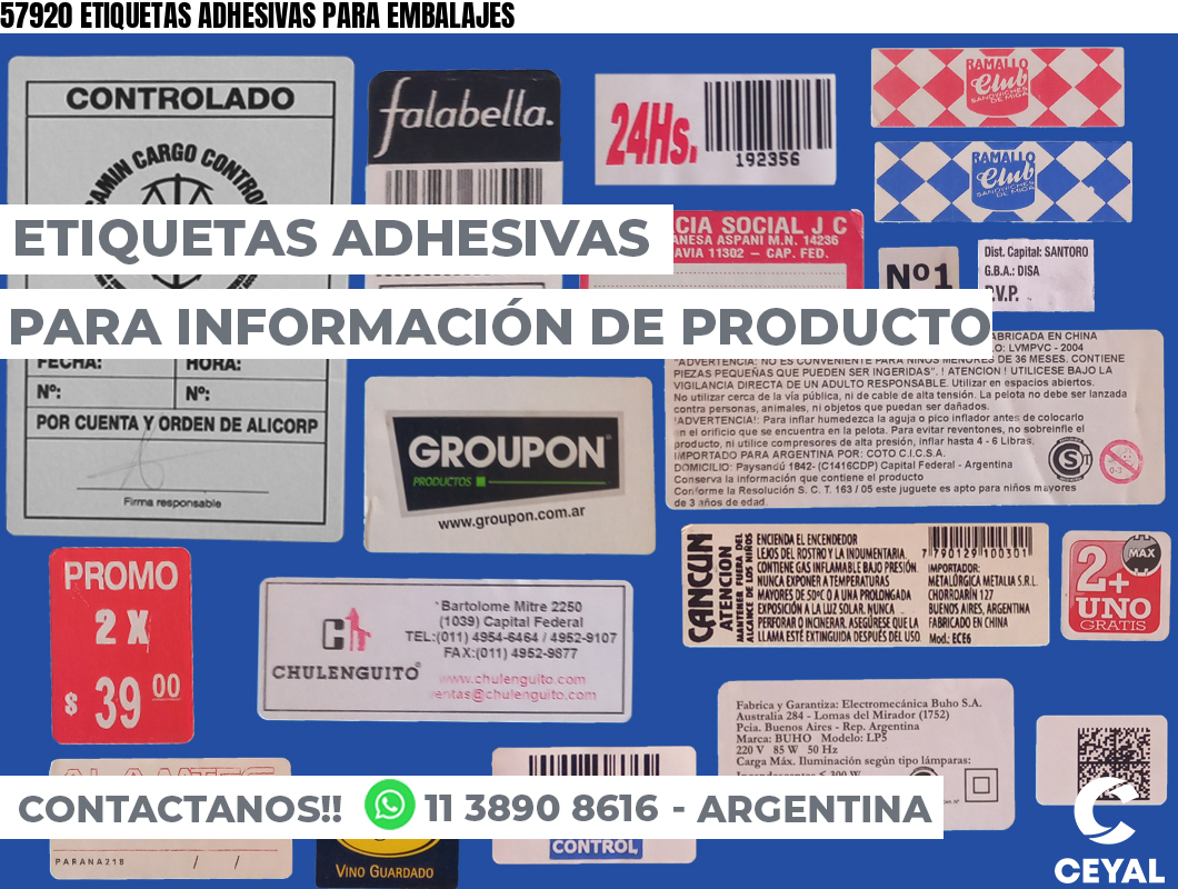 57920 ETIQUETAS ADHESIVAS PARA EMBALAJES