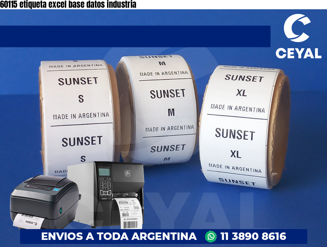 60115 etiqueta excel base datos industria