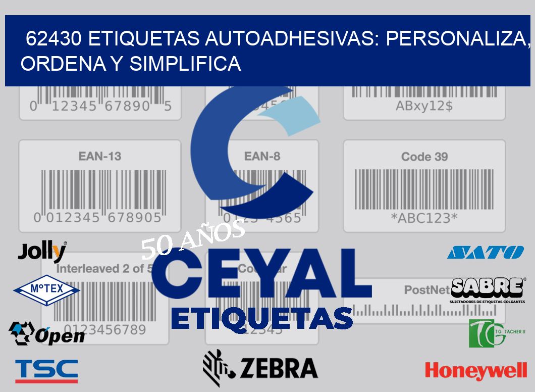 62430 Etiquetas Autoadhesivas: Personaliza, Ordena y Simplifica
