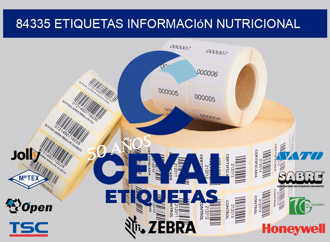 84335 etiquetas Información nutricional