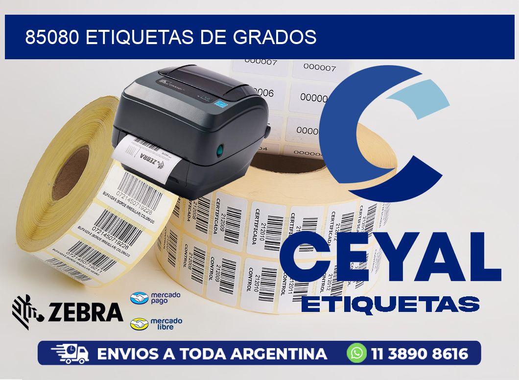 85080 etiquetas de grados