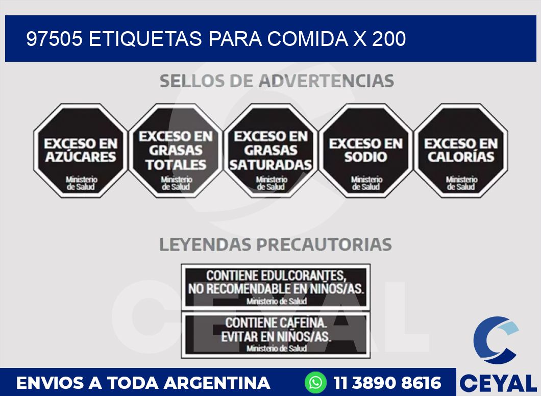 97505 ETIQUETAS PARA COMIDA x 200