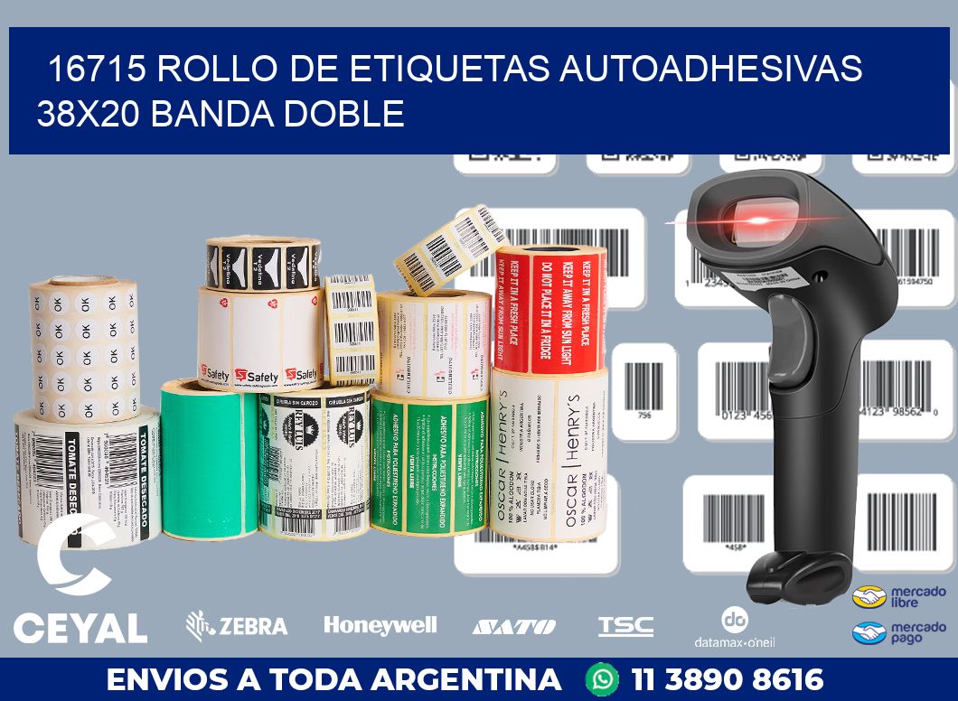 16715 ROLLO DE ETIQUETAS AUTOADHESIVAS 38X20 BANDA DOBLE
