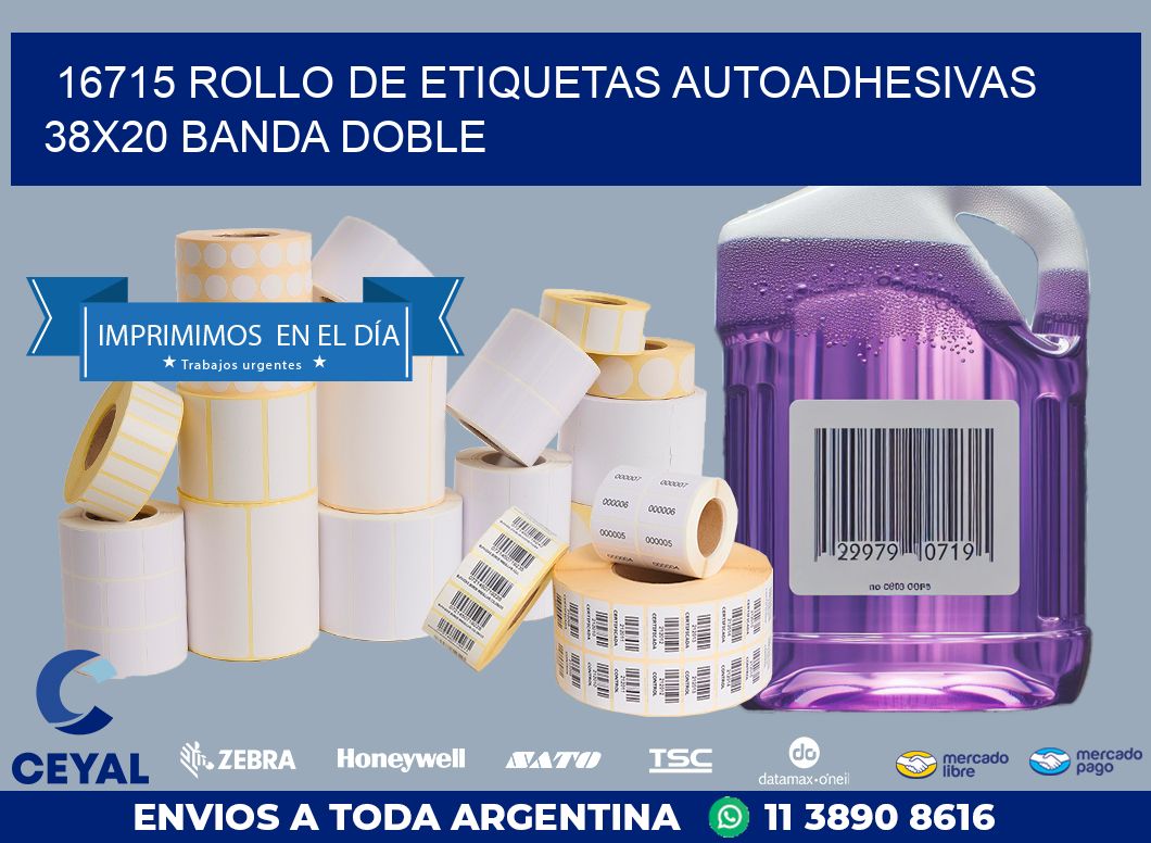 16715 ROLLO DE ETIQUETAS AUTOADHESIVAS 38X20 BANDA DOBLE