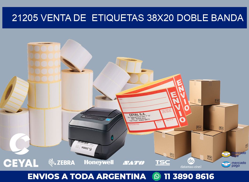 21205 VENTA DE  ETIQUETAS 38X20 DOBLE BANDA