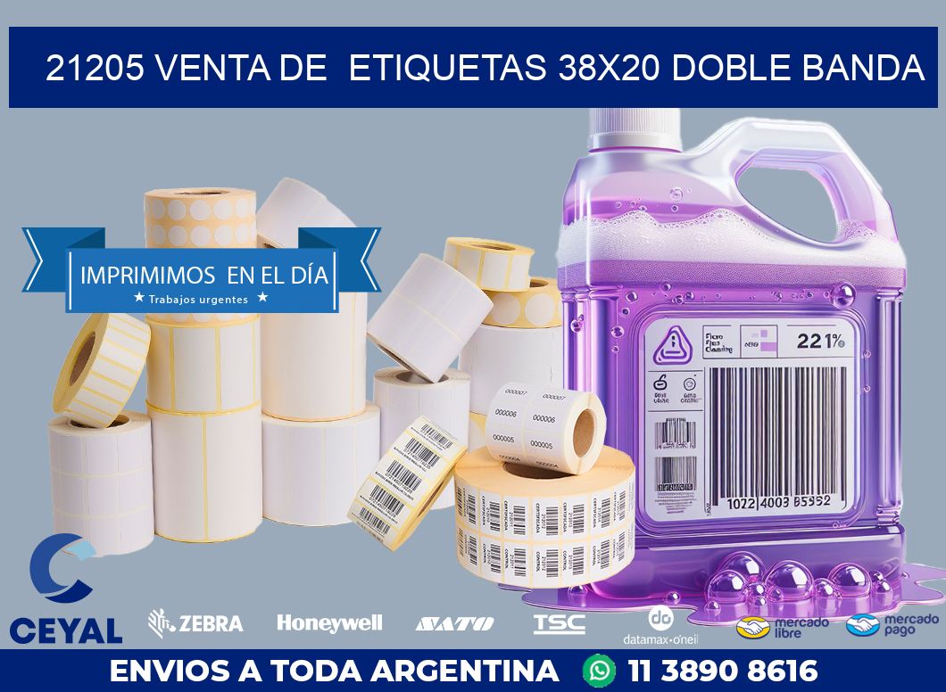21205 VENTA DE  ETIQUETAS 38X20 DOBLE BANDA