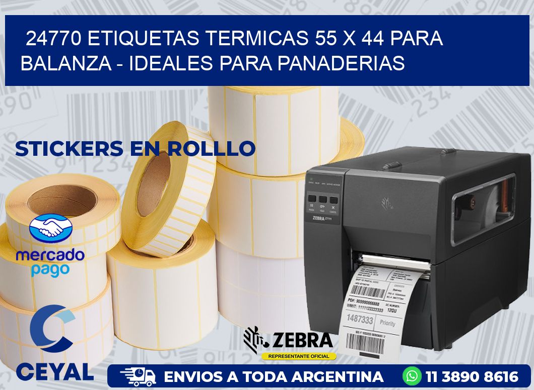 24770 ETIQUETAS TERMICAS 55 X 44 PARA BALANZA - IDEALES PARA PANADERIAS