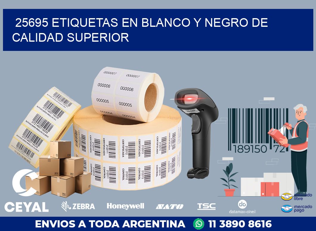 25695 ETIQUETAS EN BLANCO Y NEGRO DE CALIDAD SUPERIOR