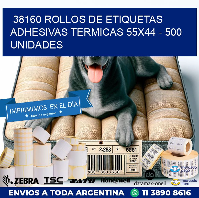 38160 ROLLOS DE ETIQUETAS ADHESIVAS TERMICAS 55X44 – 500 UNIDADES