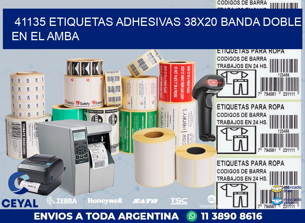 41135 ETIQUETAS ADHESIVAS 38X20 BANDA DOBLE EN EL AMBA