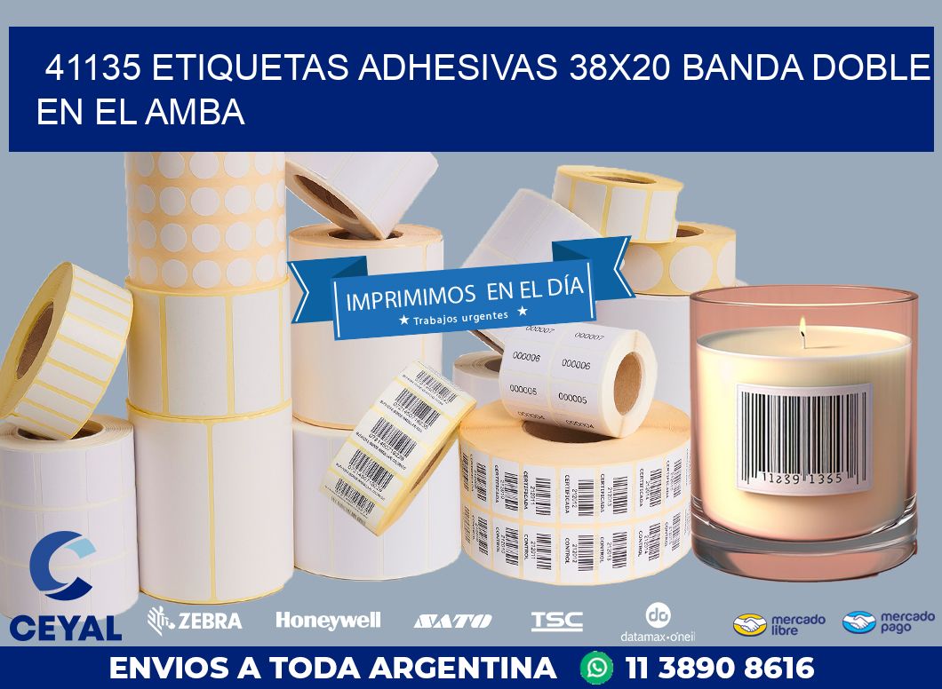 41135 ETIQUETAS ADHESIVAS 38X20 BANDA DOBLE EN EL AMBA