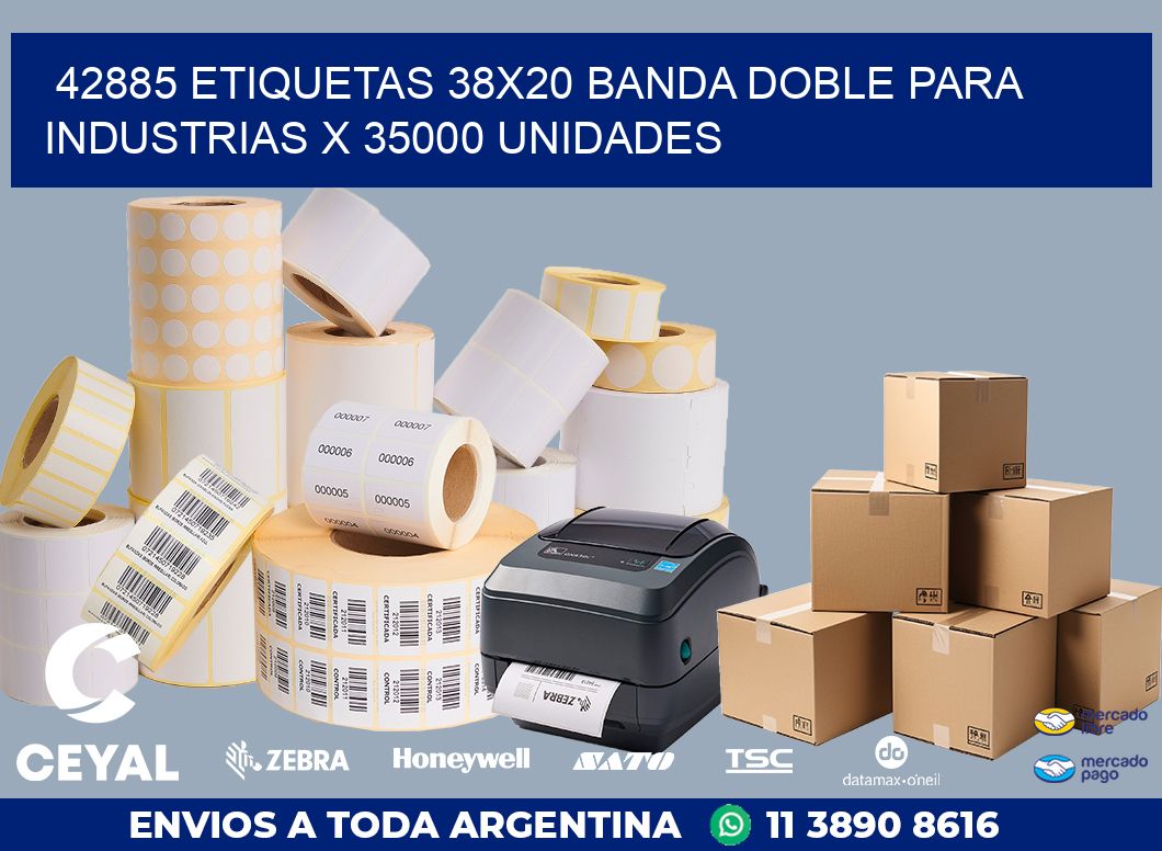 42885 ETIQUETAS 38X20 BANDA DOBLE PARA INDUSTRIAS X 35000 UNIDADES