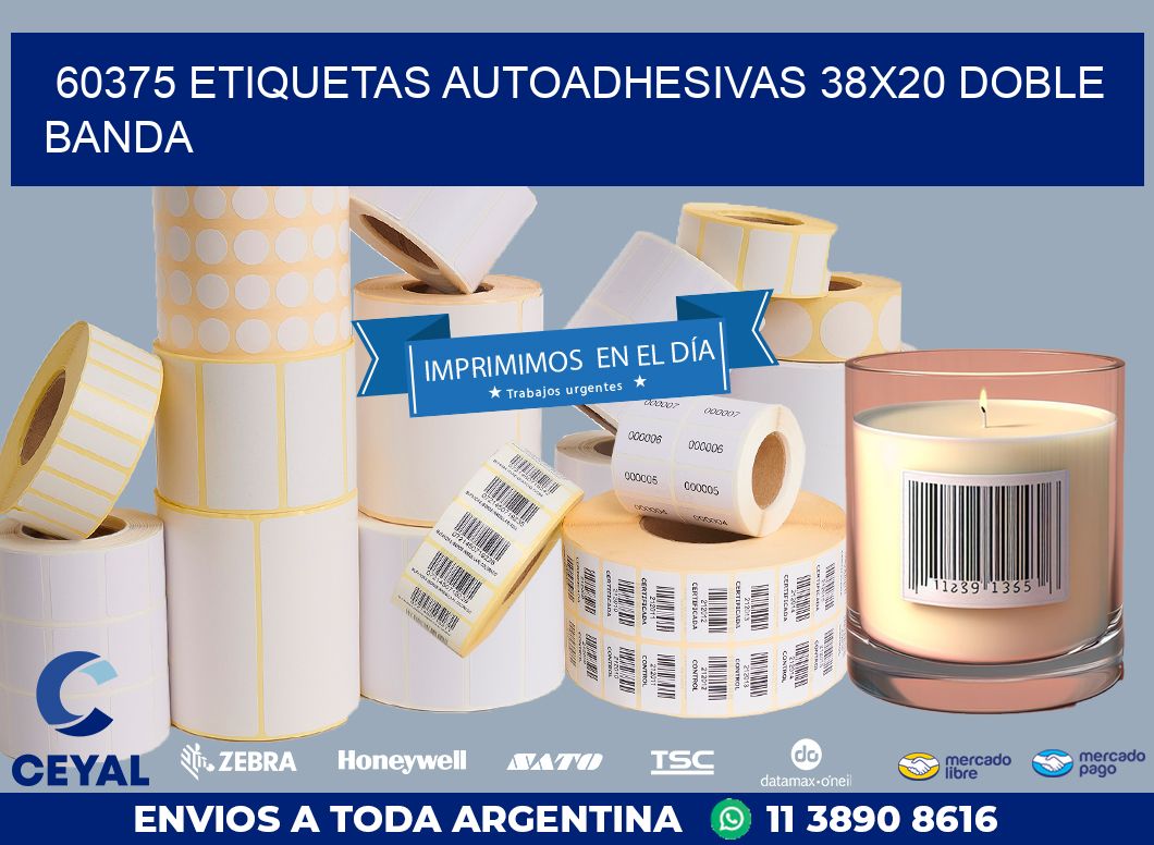 60375 ETIQUETAS AUTOADHESIVAS 38X20 DOBLE BANDA