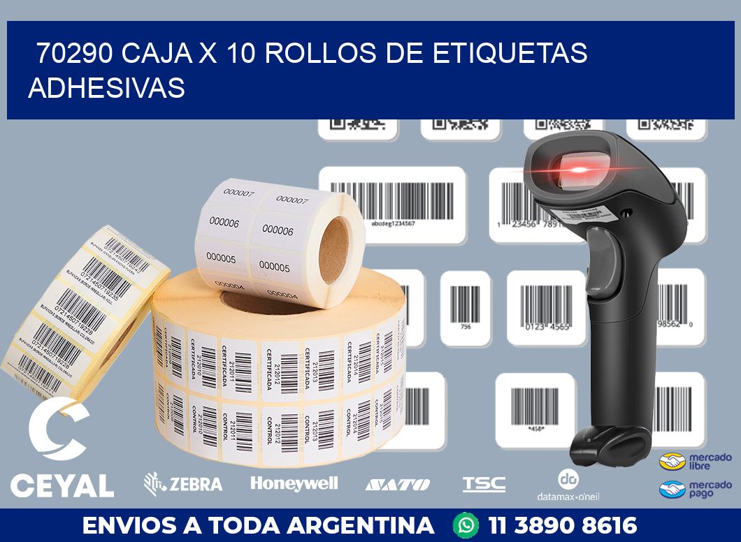 70290 CAJA X 10 ROLLOS DE ETIQUETAS ADHESIVAS