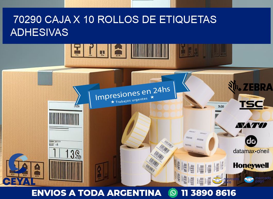 70290 CAJA X 10 ROLLOS DE ETIQUETAS ADHESIVAS