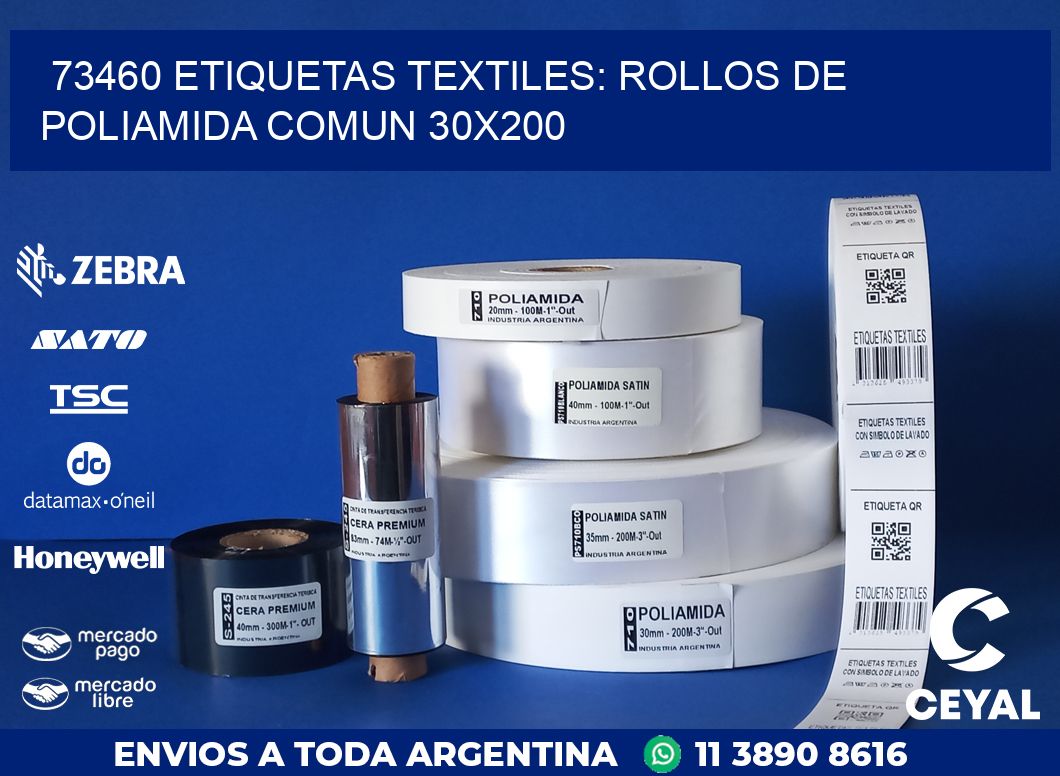 73460 ETIQUETAS TEXTILES: ROLLOS DE POLIAMIDA COMUN 30X200