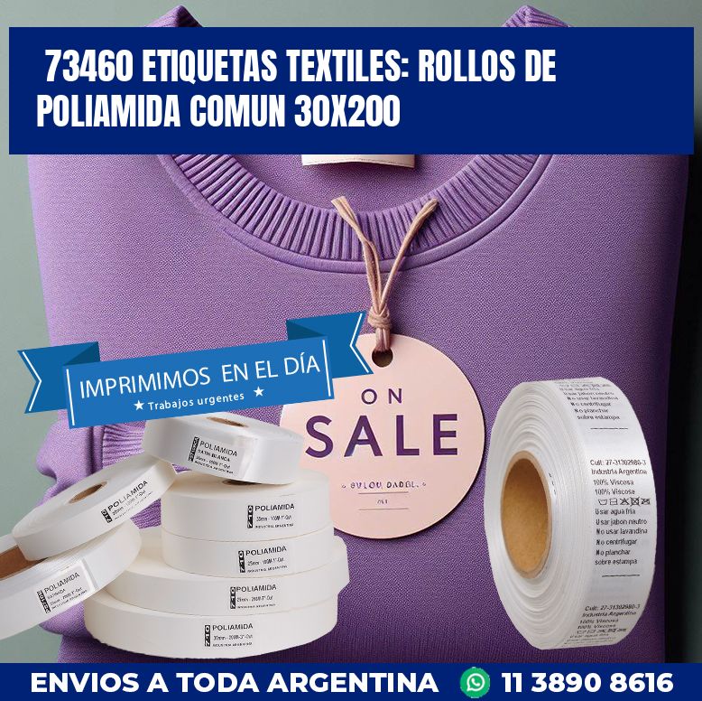 73460 ETIQUETAS TEXTILES: ROLLOS DE POLIAMIDA COMUN 30X200