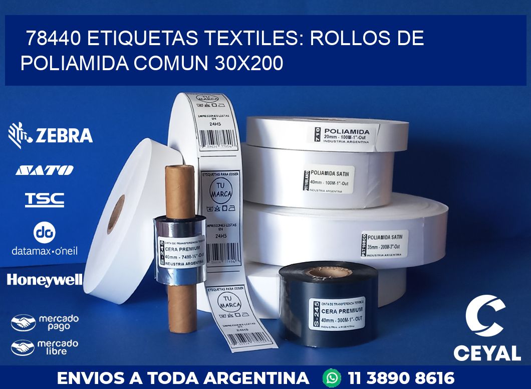 78440 ETIQUETAS TEXTILES: ROLLOS DE POLIAMIDA COMUN 30X200