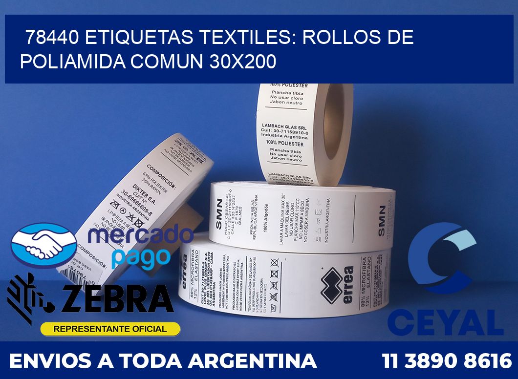 78440 ETIQUETAS TEXTILES: ROLLOS DE POLIAMIDA COMUN 30X200