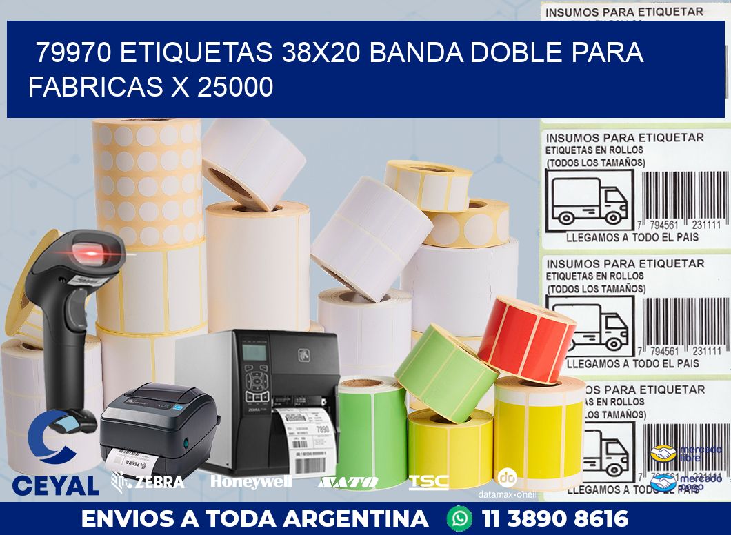 79970 ETIQUETAS 38X20 BANDA DOBLE PARA FABRICAS X 25000