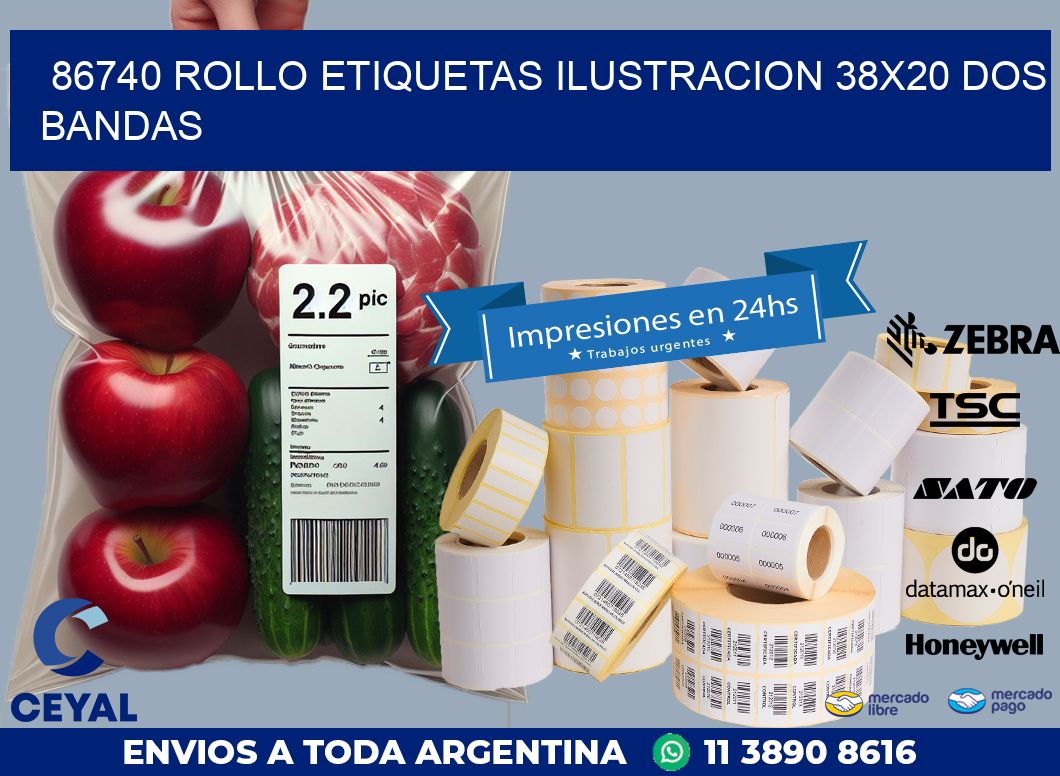 86740 ROLLO ETIQUETAS ILUSTRACION 38X20 DOS BANDAS