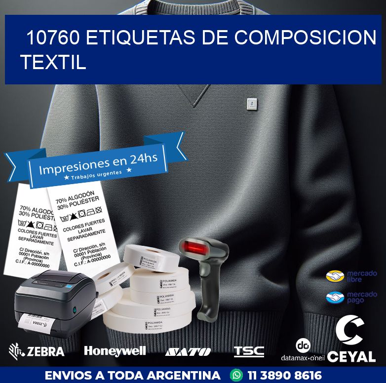 10760 ETIQUETAS DE COMPOSICION TEXTIL