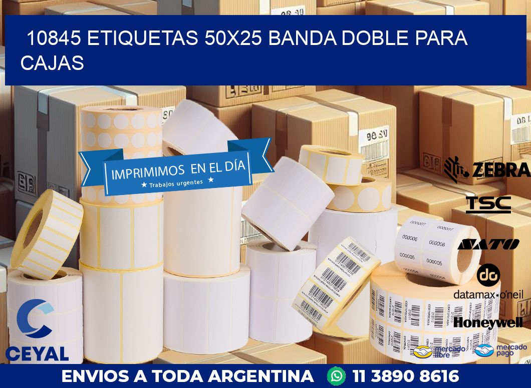 10845 ETIQUETAS 50X25 BANDA DOBLE PARA CAJAS