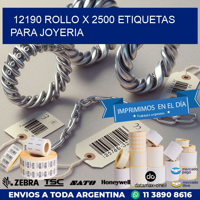 12190 ROLLO X 2500 ETIQUETAS PARA JOYERIA