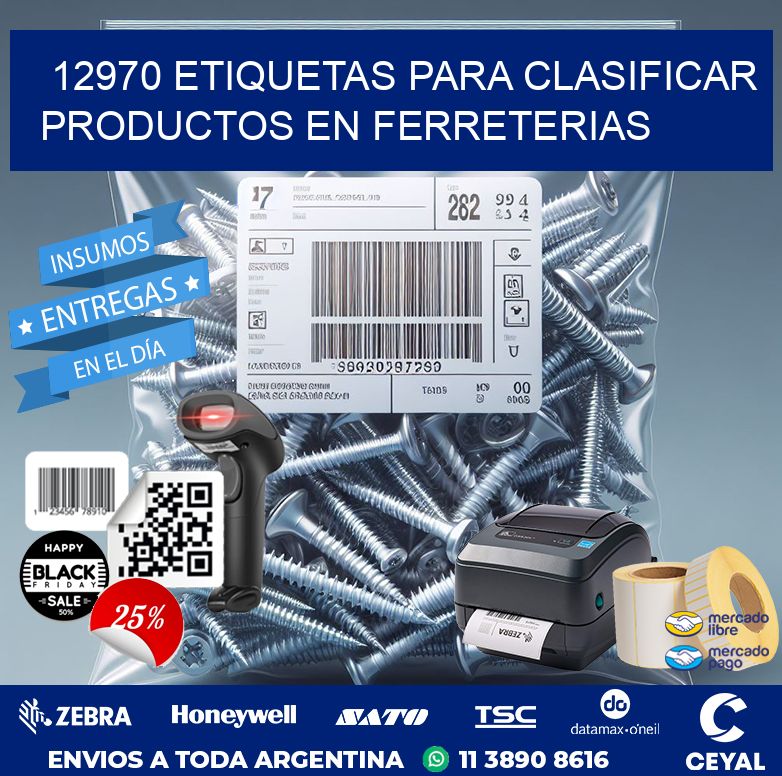 12970 ETIQUETAS PARA CLASIFICAR PRODUCTOS EN FERRETERIAS