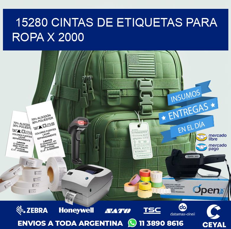 15280 CINTAS DE ETIQUETAS PARA ROPA X 2000