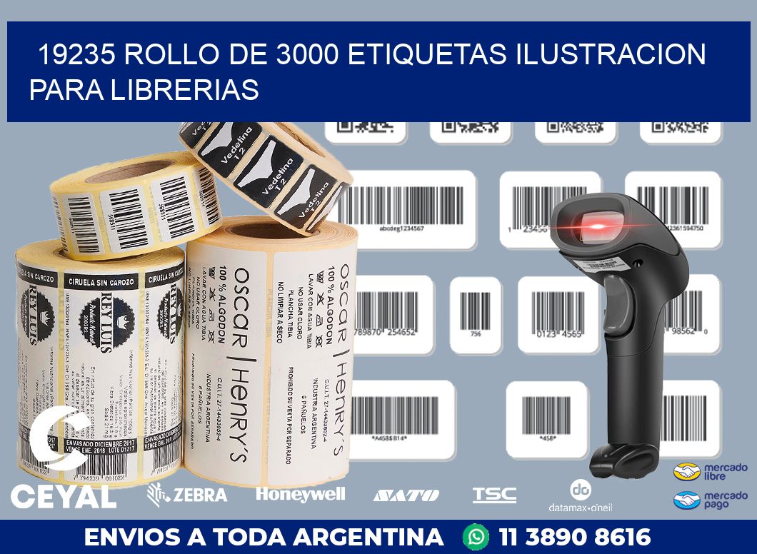 19235 ROLLO DE 3000 ETIQUETAS ILUSTRACION PARA LIBRERIAS